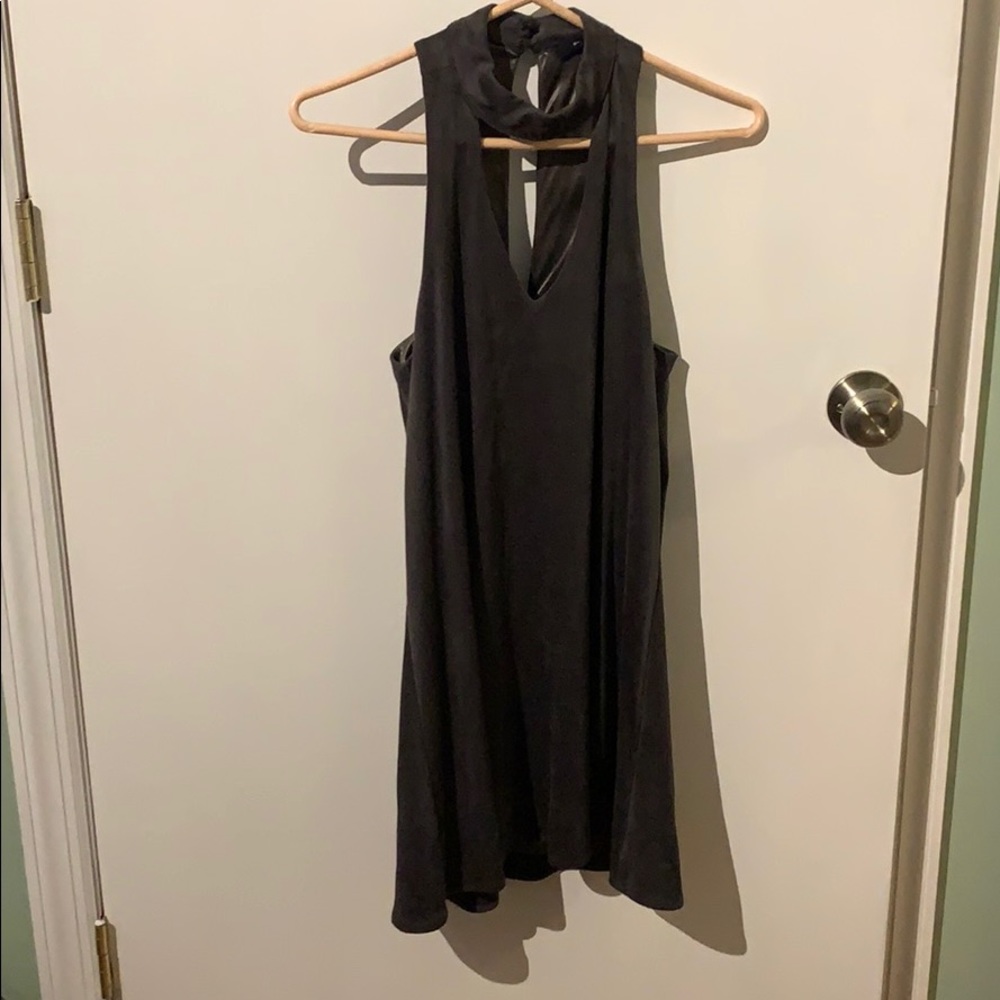 gray velvet halter dress